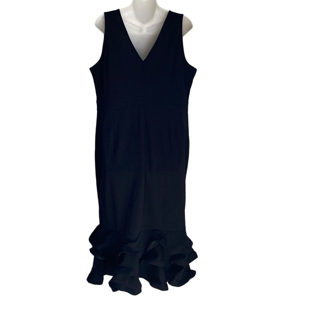 Womens Black Fit & Flare V neck formal dress - Picture 5 of 11